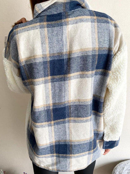Fuzzy Button Up Long Sleeve Jacket-Angel Casuals
