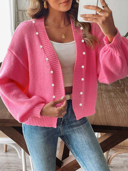 Pearl Open Front Long Sleeve Cardigan-Angel Casuals
