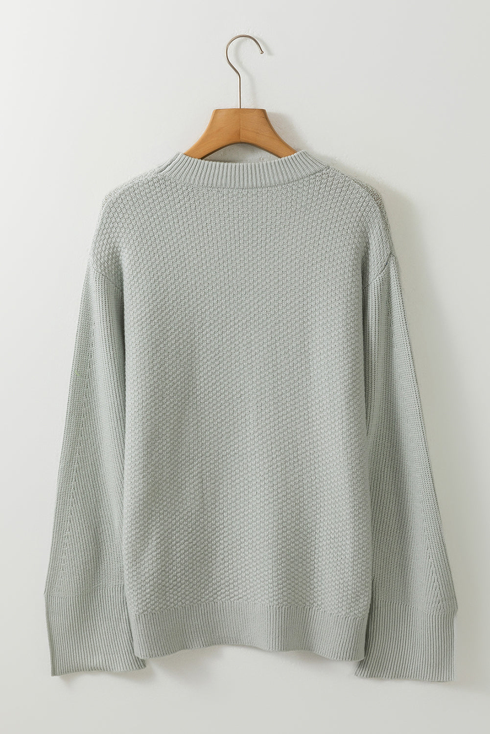 Slit Cuff Round Neck Long Sleeve Sweater-Angel Casuals