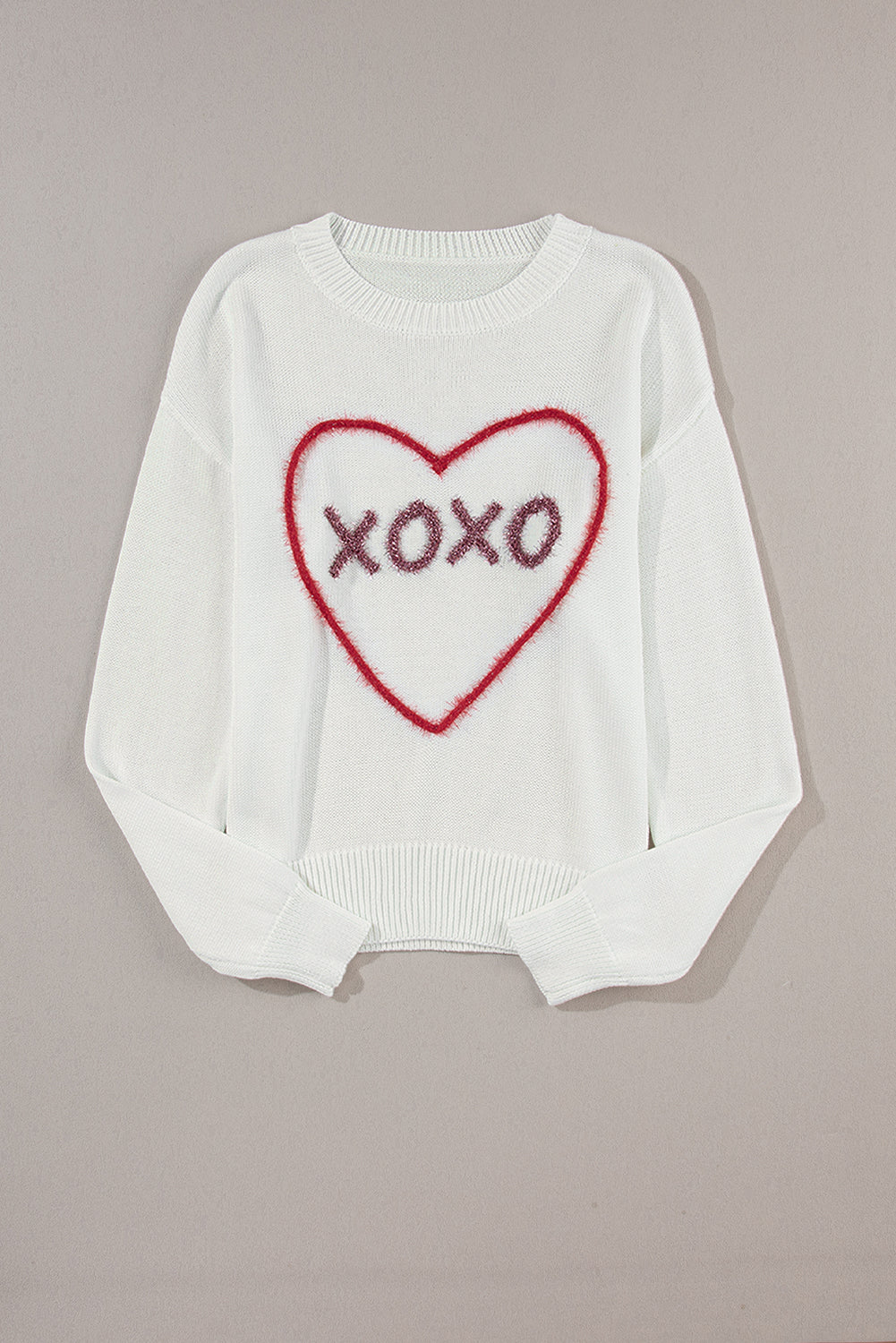 XOXO Round Neck Drop Shoulder Sweater-Angel Casuals