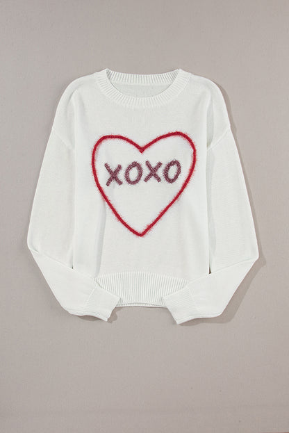 XOXO Round Neck Drop Shoulder Sweater-Angel Casuals