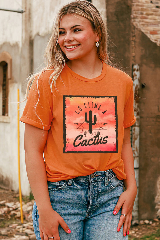 Go Climb A Cactus Slogan Graphic Tee Shirt-Angel Casuals