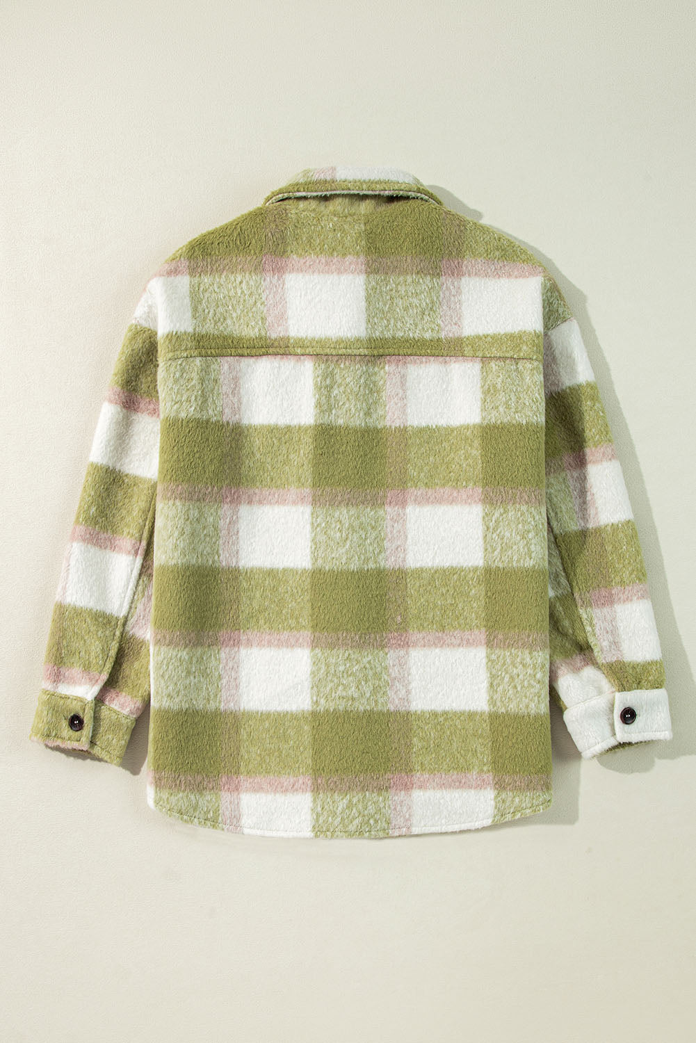 Pocketed Plaid Collared Neck Shacket-Angel Casuals