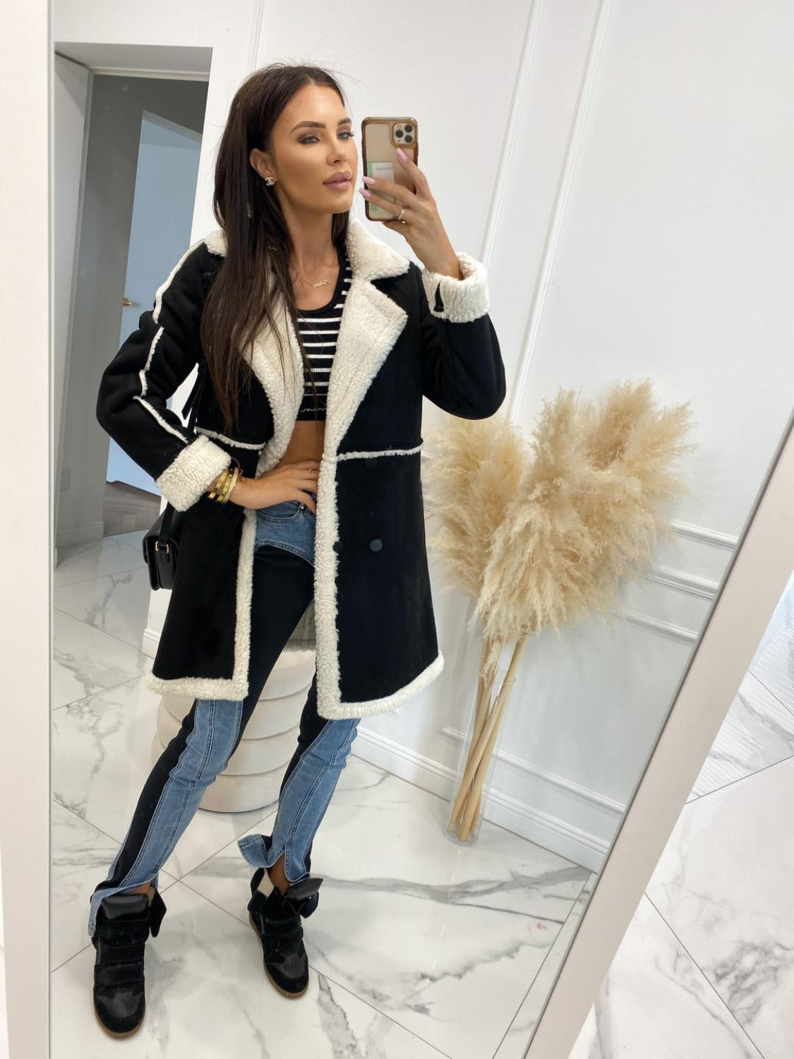 Lapel Collar Exposed Seam Buttoned Coat-Angel Casuals