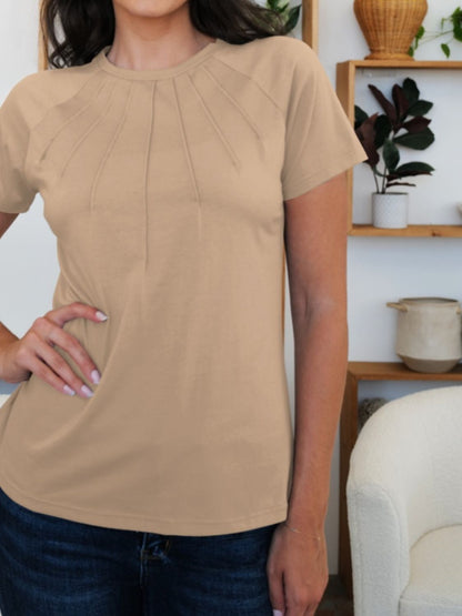 FAM-FAM Round Neck Short Sleeve T-Shirt-Angel Casuals