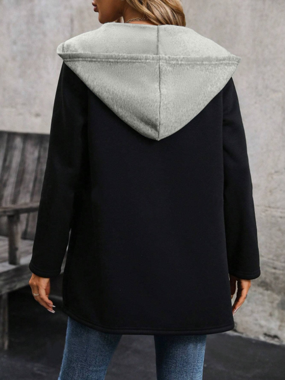 Drawstring Long Sleeve Hooded Jacket-Angel Casuals