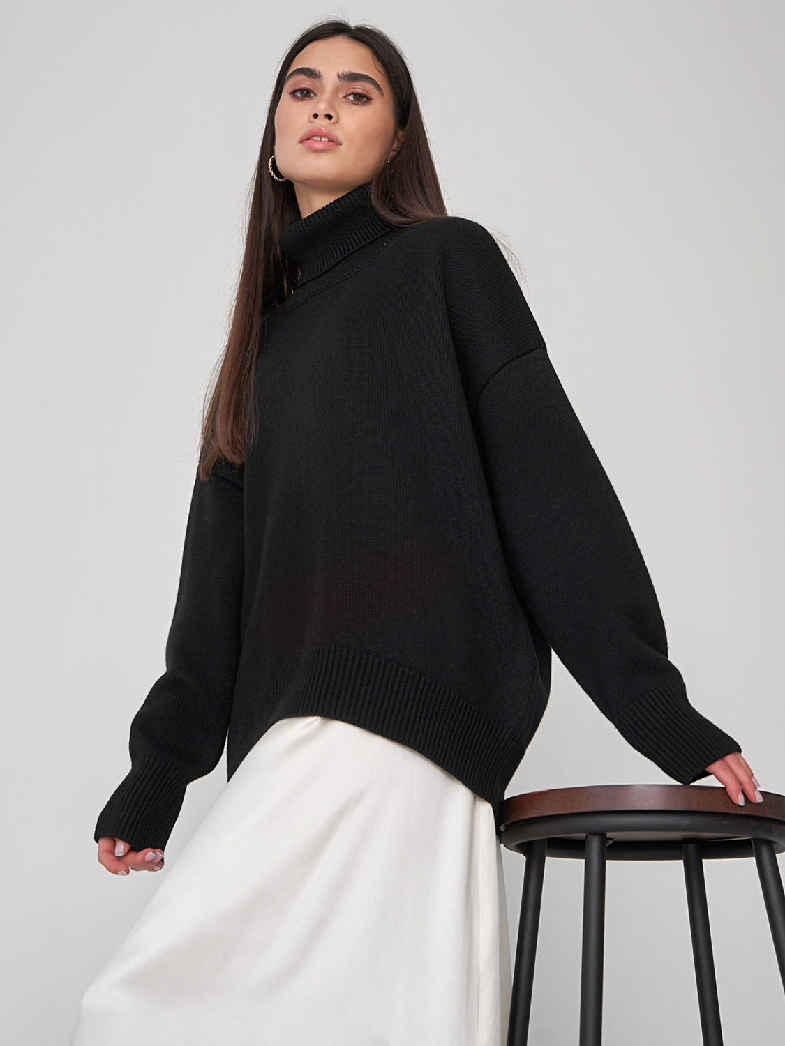 Turtleneck Long Sleeve Sweater-Angel Casuals