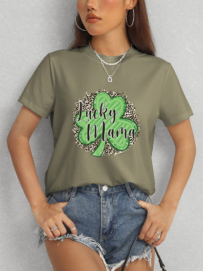LUCKY MAMA Round Neck T-Shirt-Angel Casuals