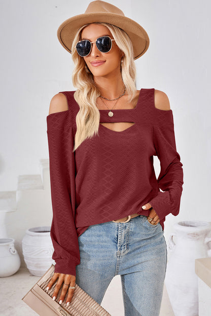 Cutout Square Neck Cold Shoulder T-Shirt-Angel Casuals