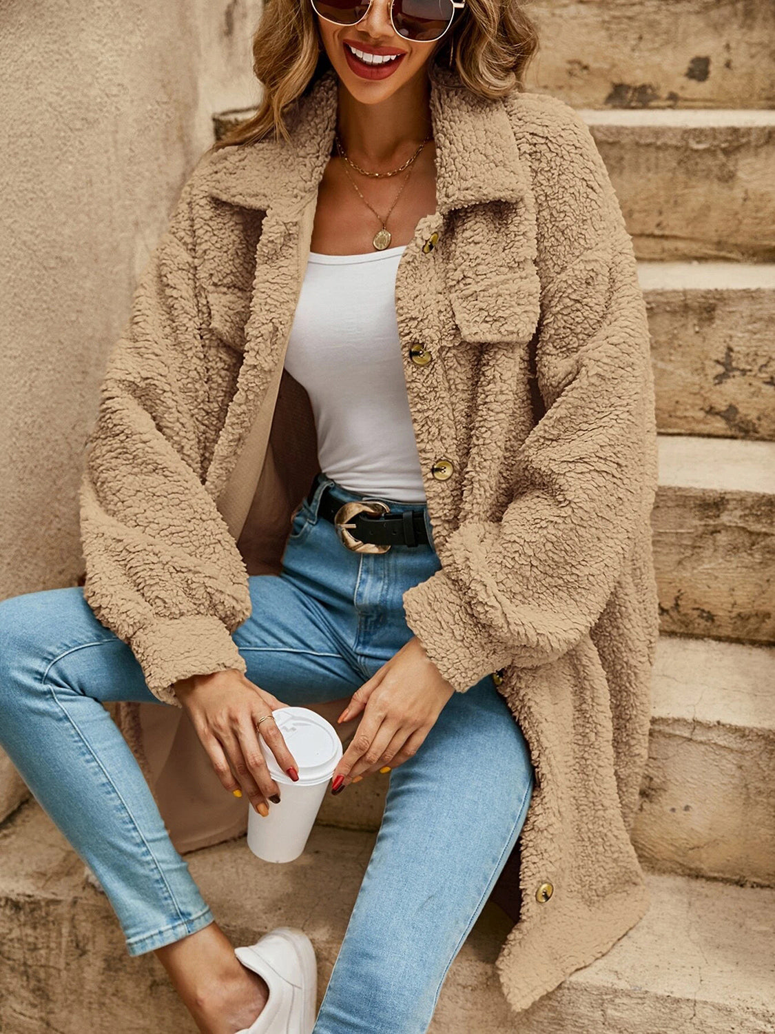 Collared Button Down Coat-Angel Casuals