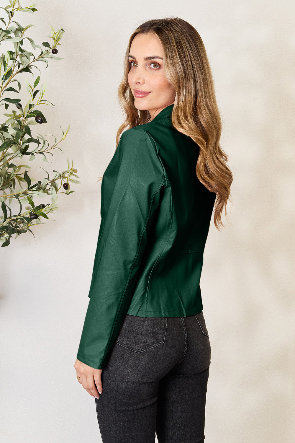 Mock Neck Zip Up Jacket-Angel Casuals