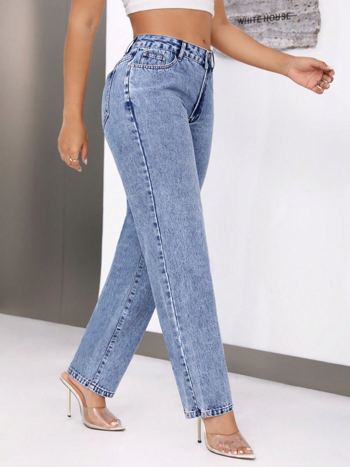 Mid-Rise Waist Jeans with Pockets-Angel Casuals