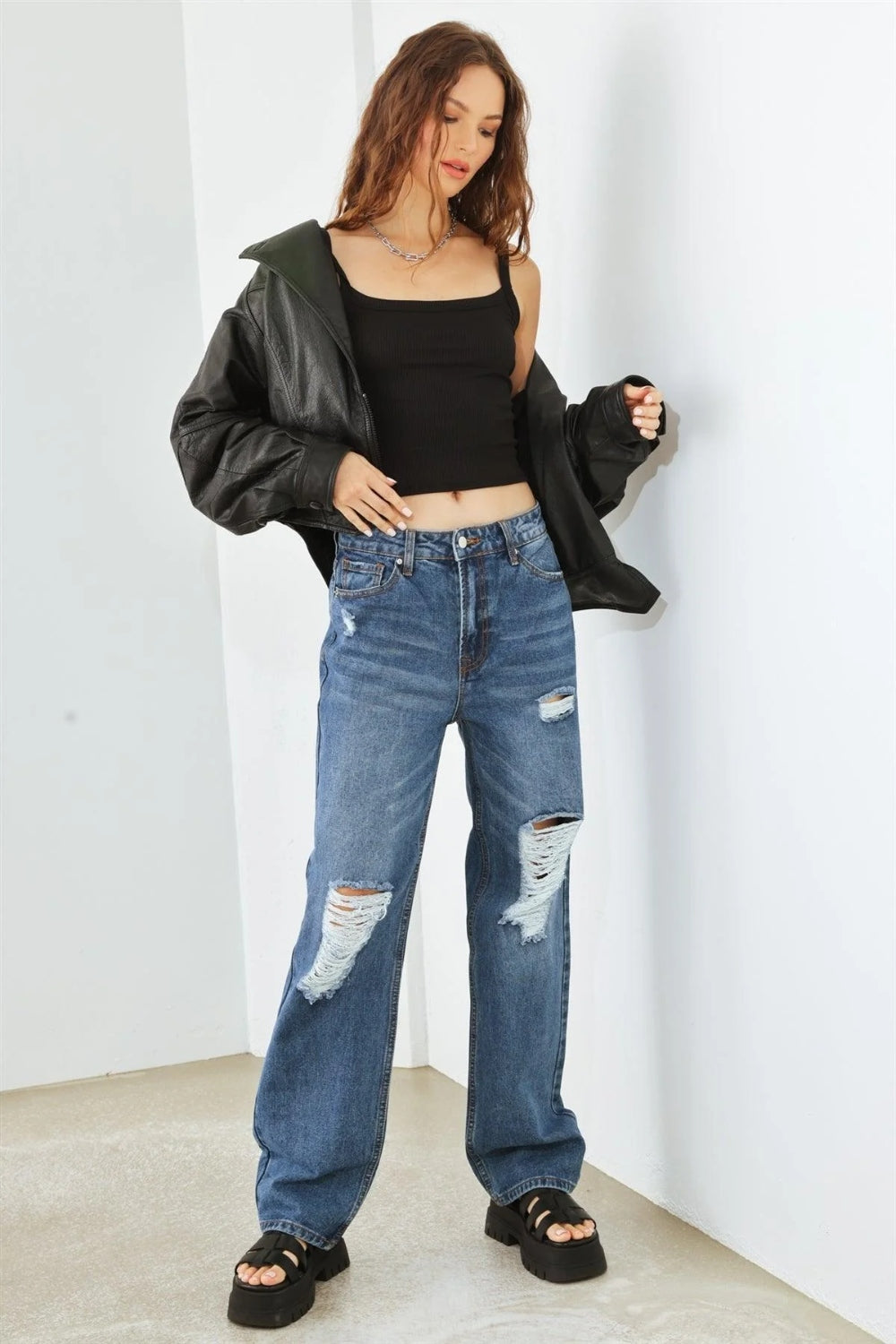 HAMMER COLLECTION Distressed High Waist Jeans-Angel Casuals