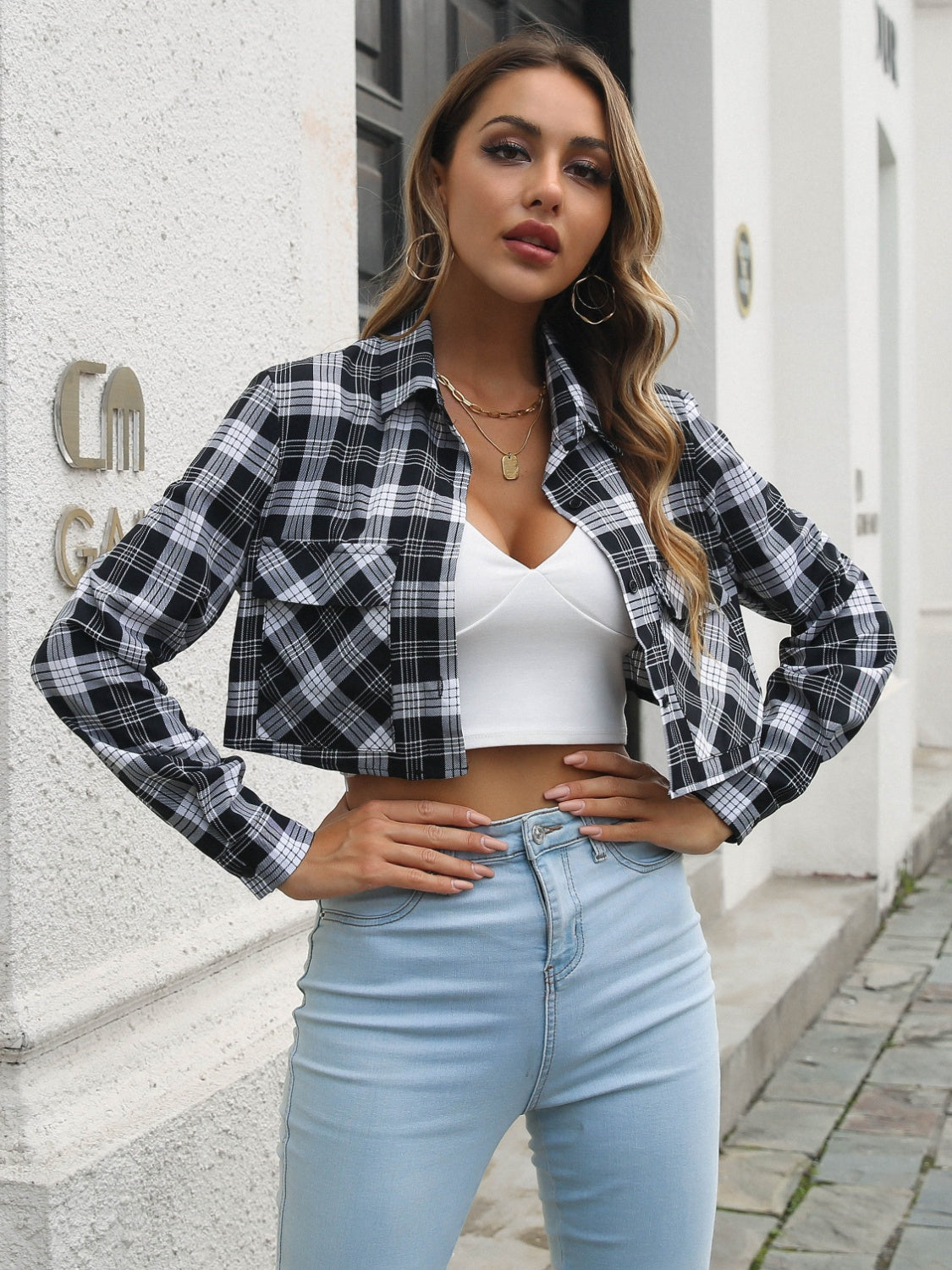 Collared Neck Decorative Pockets Jacket-Angel Casuals