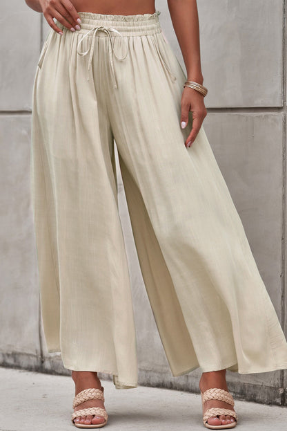 Drawstring Waist Wide Leg Pants-Angel Casuals