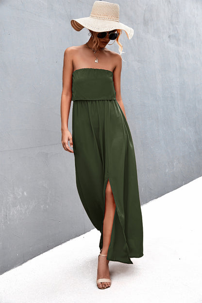 Strapless Split Maxi Dress-Angel Casuals