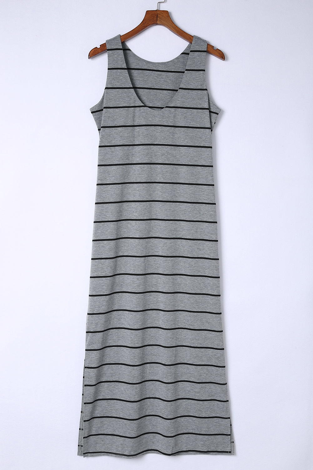 Striped Slit Sleeveless Maxi Dress-Angel Casuals