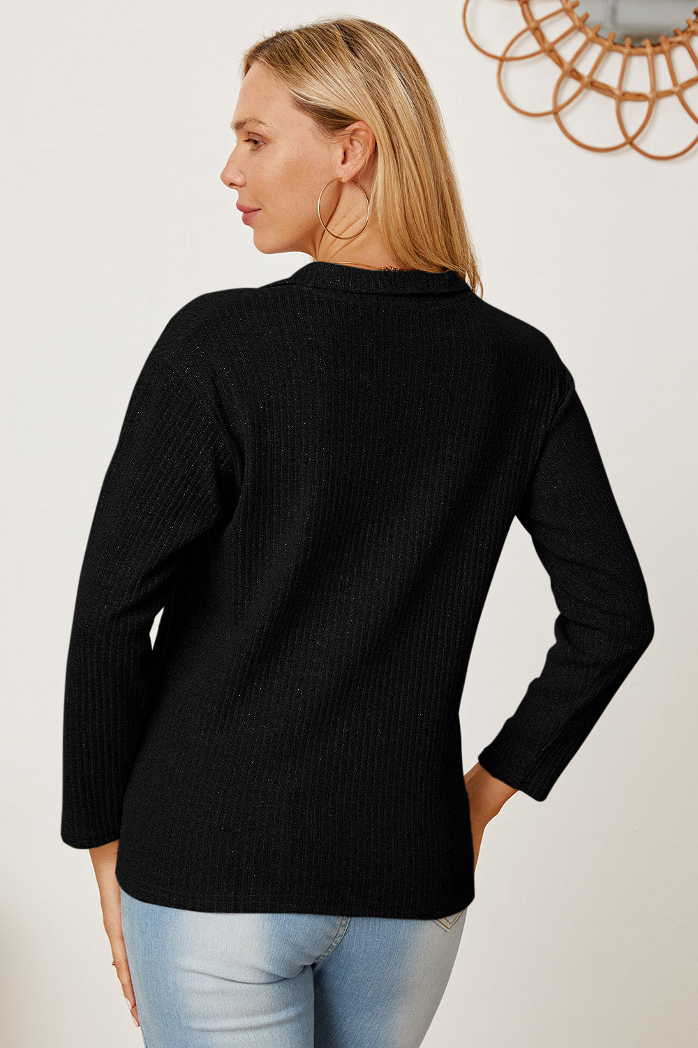 Collared Neck Dropped Shoulder T-Shirt-Angel Casuals