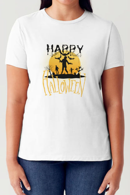 Simply Love Full Size HAPPY HALLOWEEN Short Sleeve Tubular T-Shirt-Angel Casuals