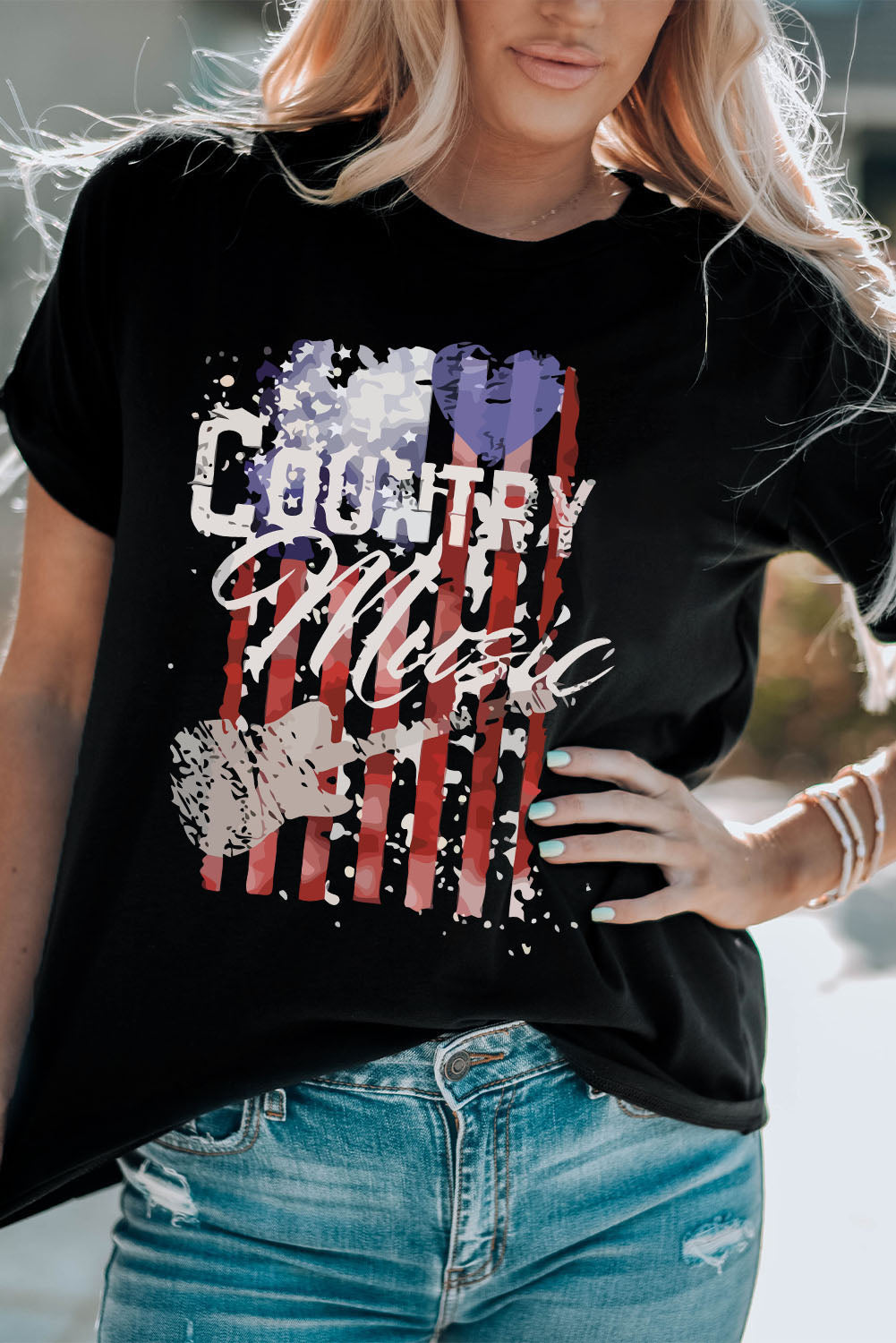 COUNTRY MUSIC Graphic Tee Shirt-Angel Casuals