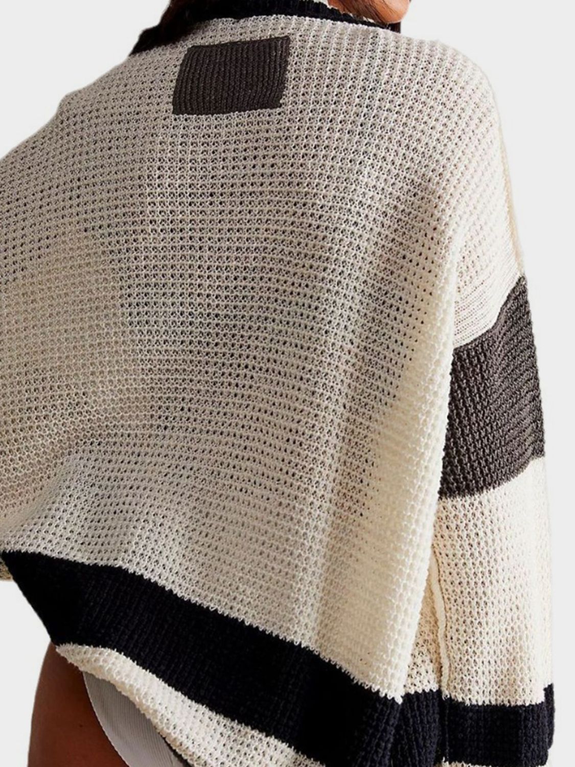 Pocketed Contrast V-Neck Long Sleeve Cardigan-Angel Casuals