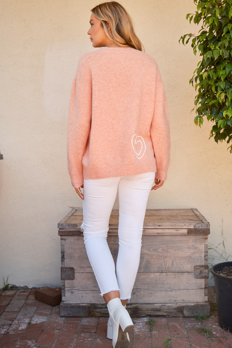 And The Why WIFEY & Heart Round Neck Sweater-Angel Casuals