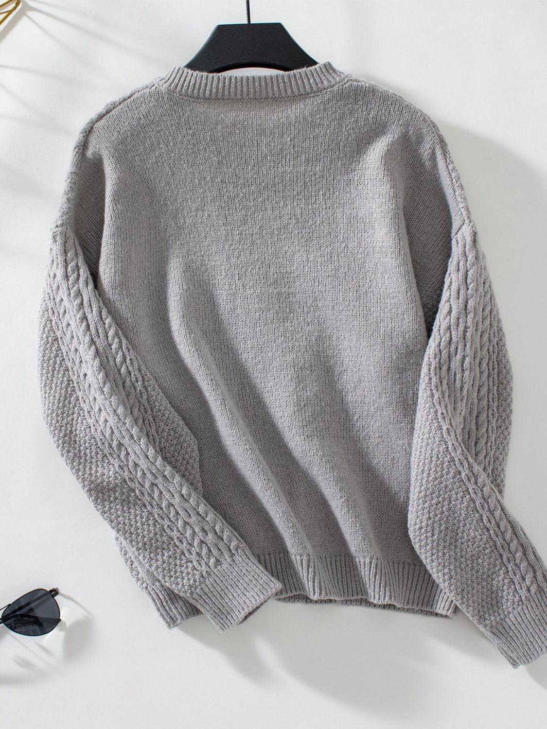 Cable-Knit Round Neck Button Up Cardigan-Angel Casuals