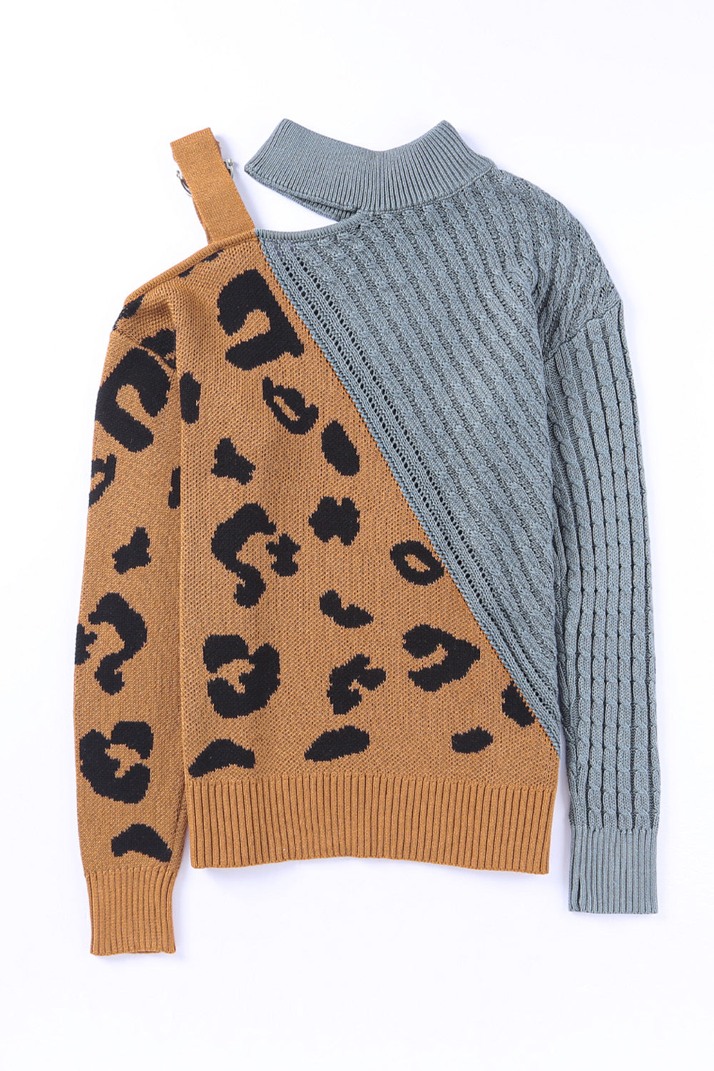 Leopard Block Turtleneck Sweater-Angel Casuals