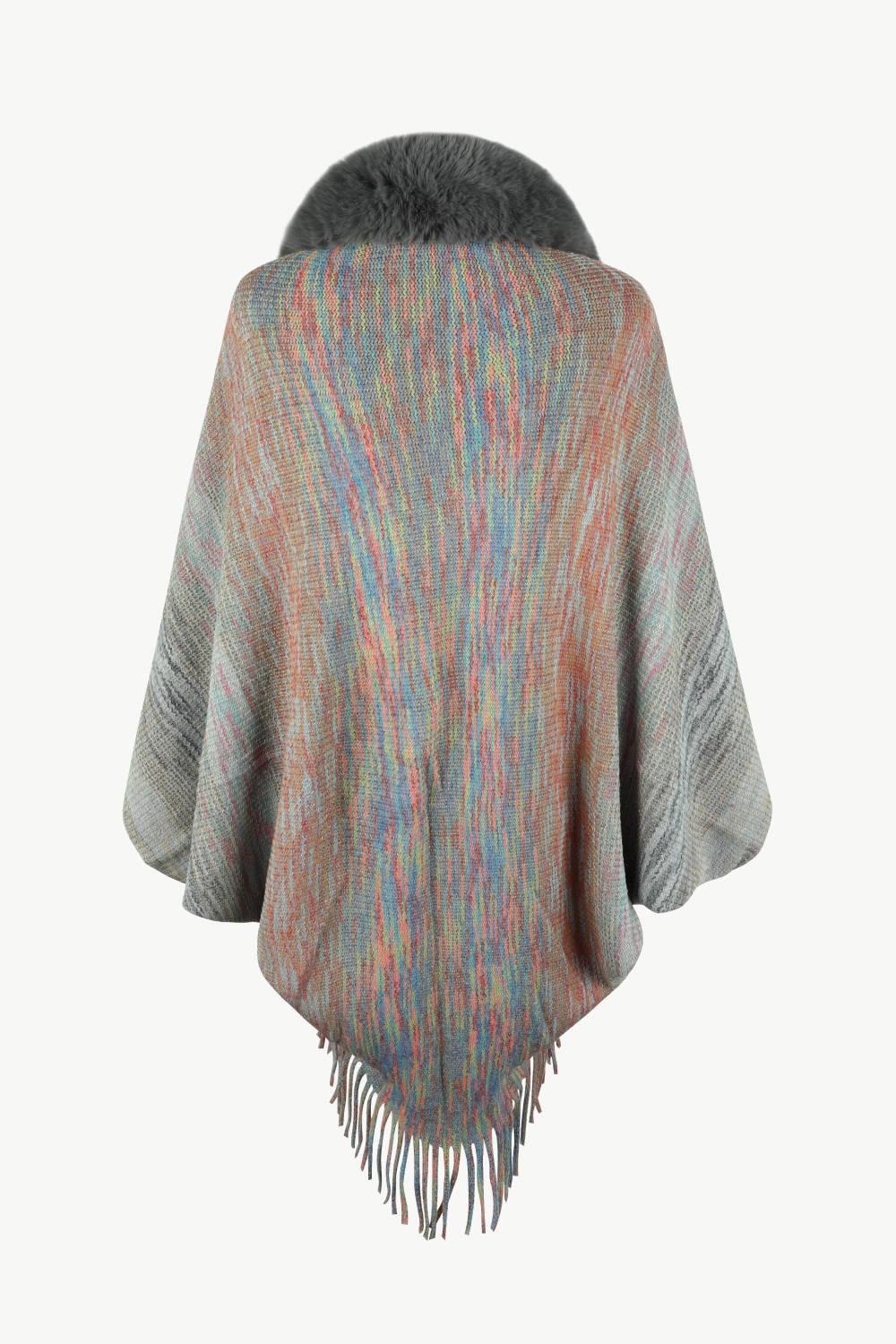 Open Front Fringe Hem Poncho-Angel Casuals