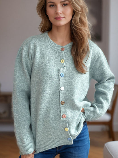 Button Down Long Sleeve Cardigan-Angel Casuals