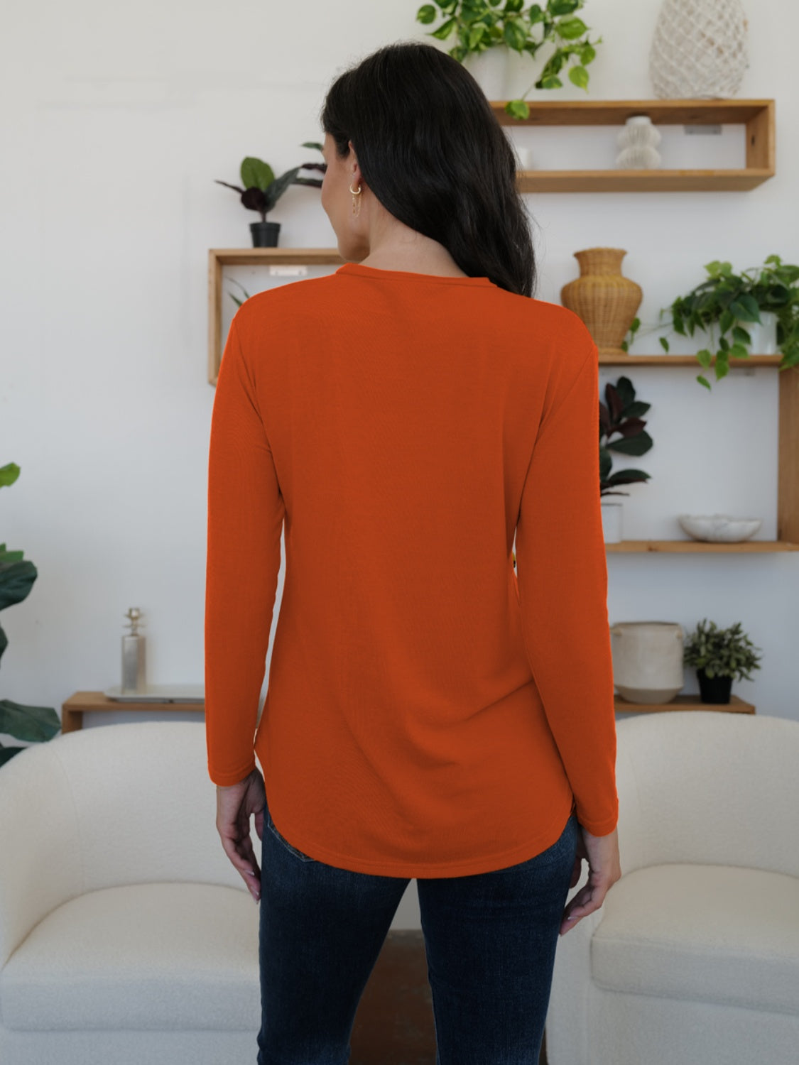 FAM-FAM Round Neck Long Sleeve T-Shirt-Angel Casuals