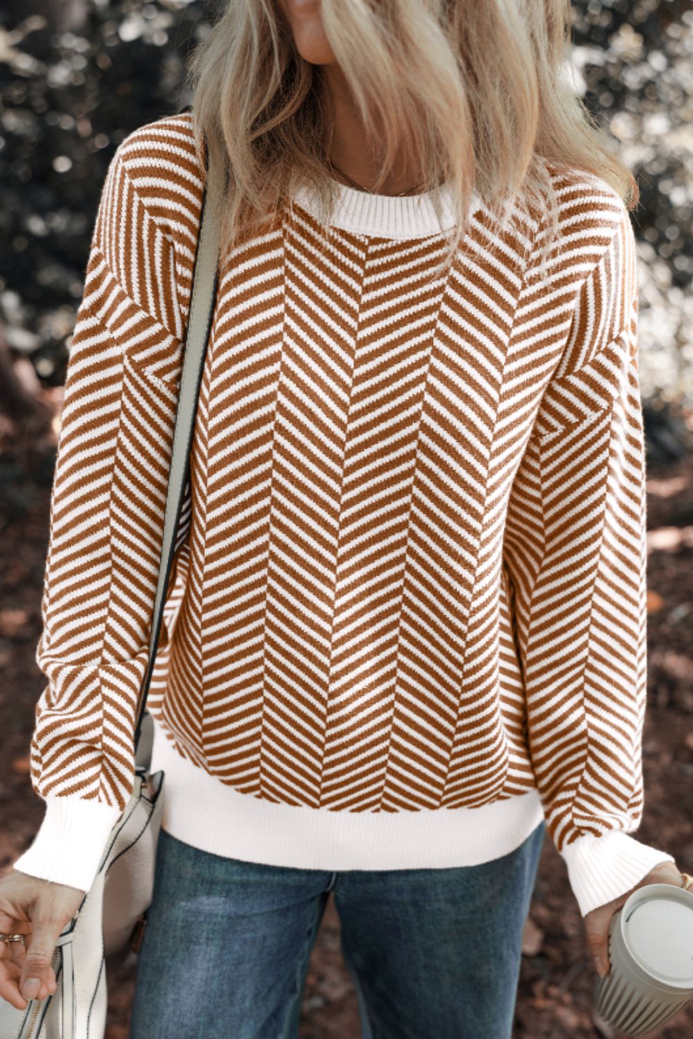 Striped Round Neck Long Sleeve Sweater-Angel Casuals