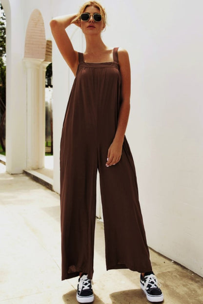 Wide Strap Wide Leg Jumpsuit-Angel Casuals