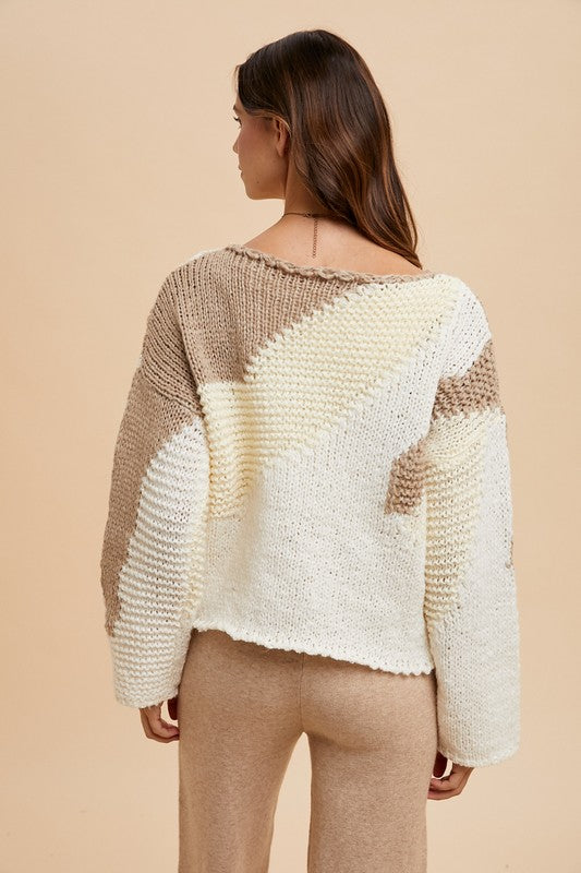 Annie Wear Color Block Drop Shoulder Sweater-Angel Casuals