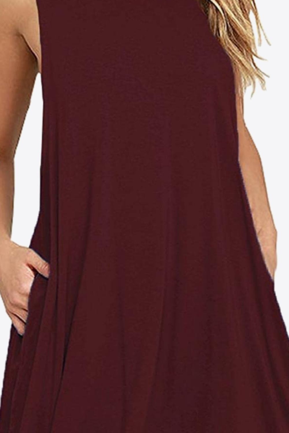 Full Size Round Neck Sleeveless Dress with Pockets-Angel Casuals