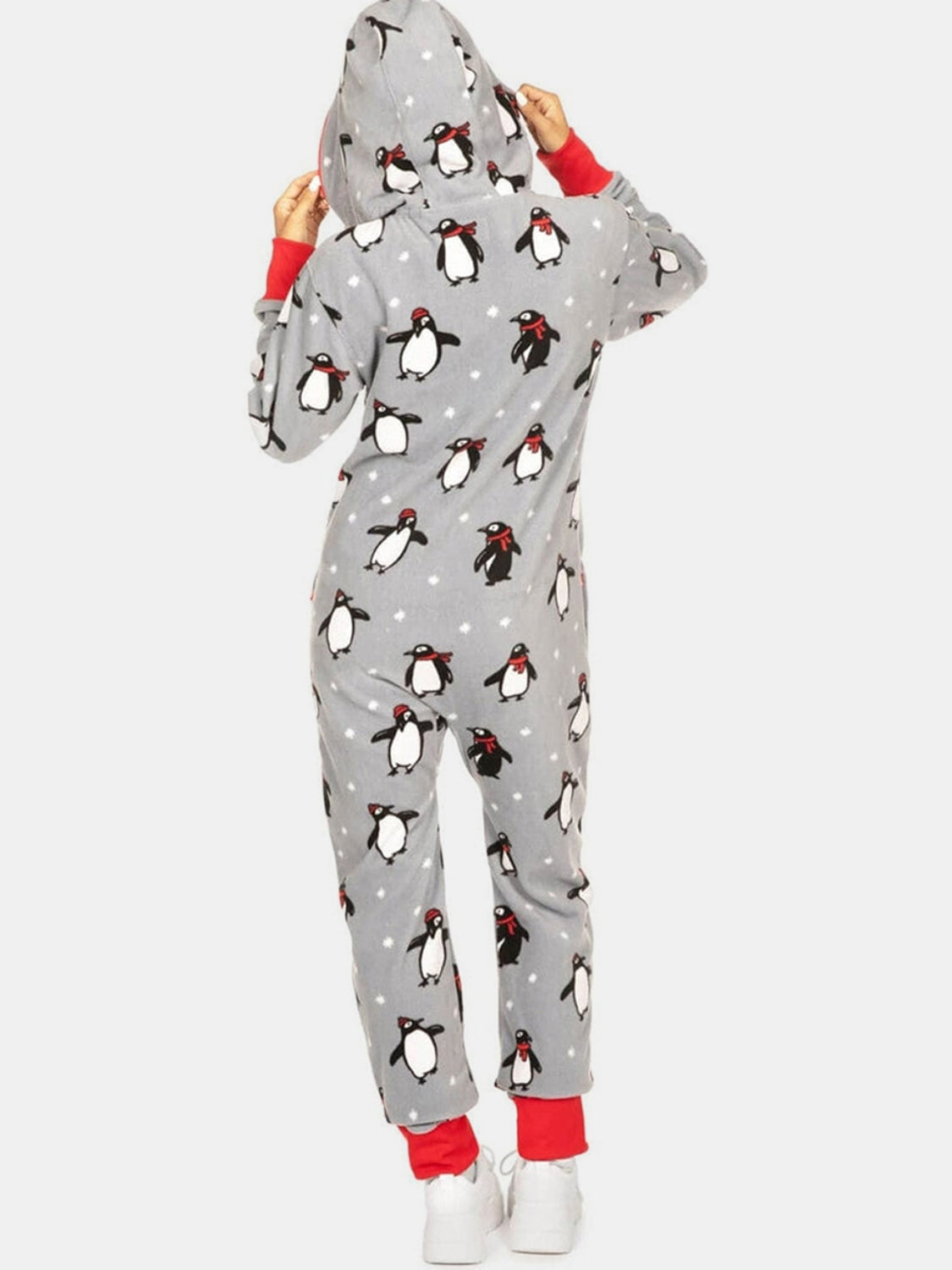 Printed Zip Up Long Sleeve Hooded Jumpsuit-Angel Casuals