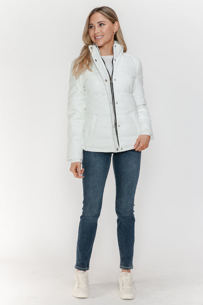 YMI Pocketed Zip Up Turtleneck Puffer Jacket-Angel Casuals