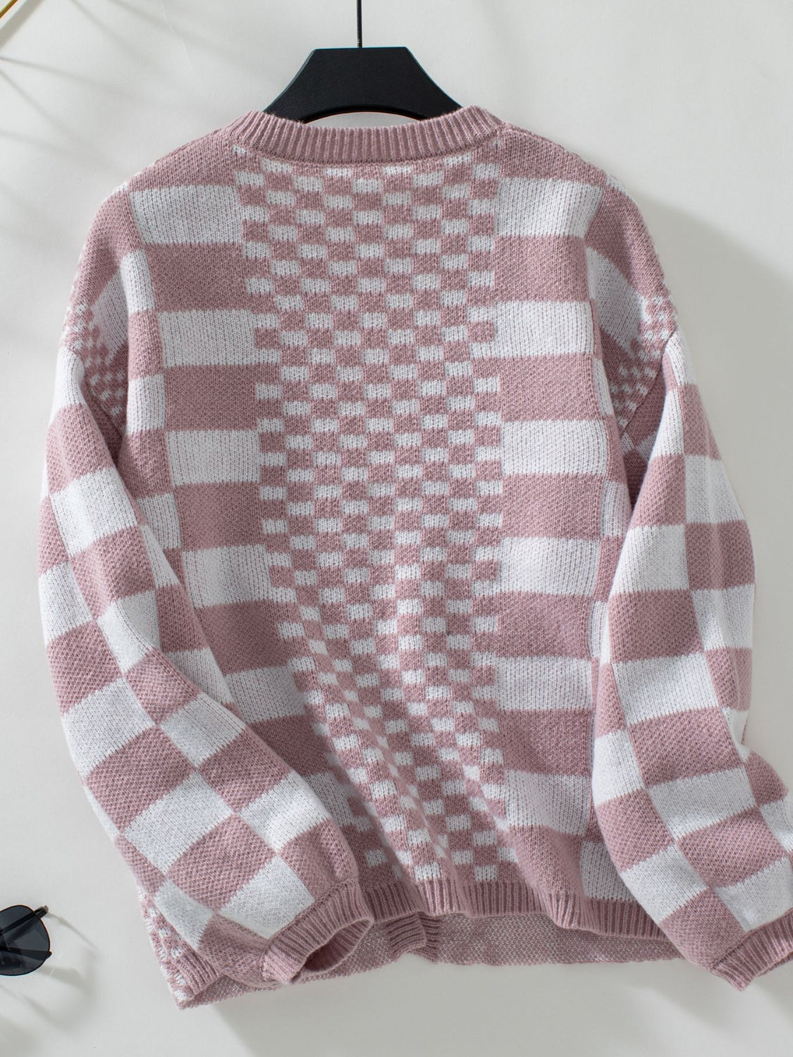 Double Take Checkered Open Front Dropped Shoulder Cardigan-Angel Casuals