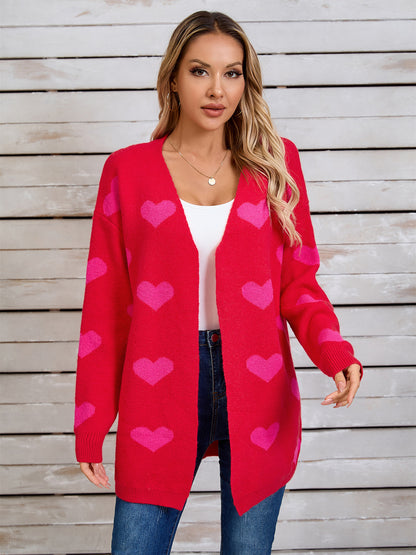 Angel Wings Heart Open Front Long Sleeve Cardigan-Angel Casuals