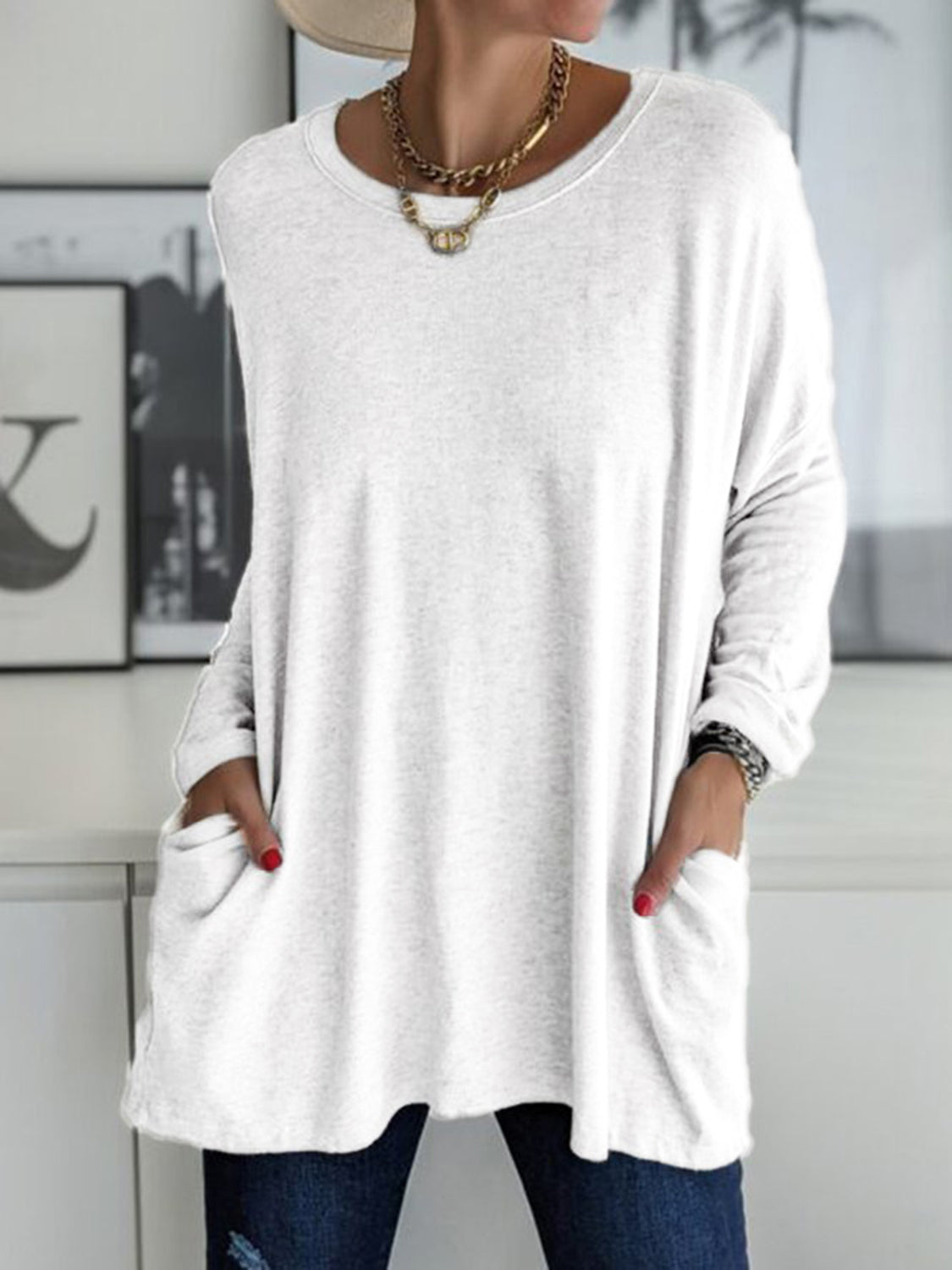 Full Size Round Neck Long Sleeve T-Shirt-Angel Casuals