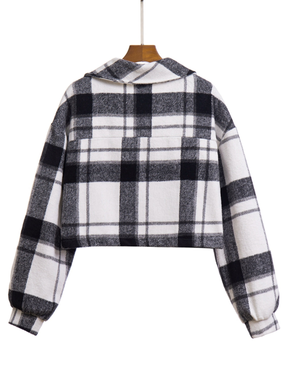 Plaid Button Front Jacket with Pockets-Angel Casuals
