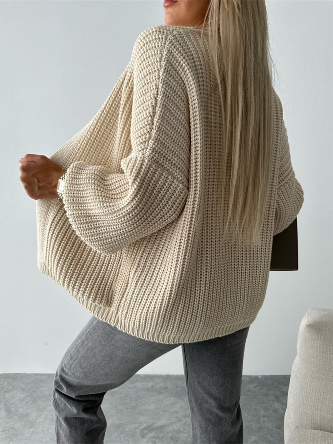 Open Front Dropped Shoulder Cardigan-Angel Casuals