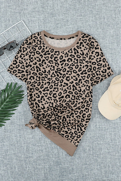 Leopard Print Short Sleeve Tee-Angel Casuals