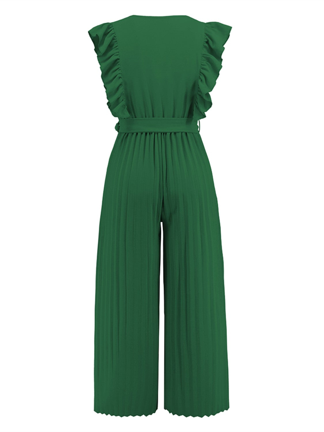 Ruffled Surplice Cap Sleeve Jumpsuit-Angel Casuals