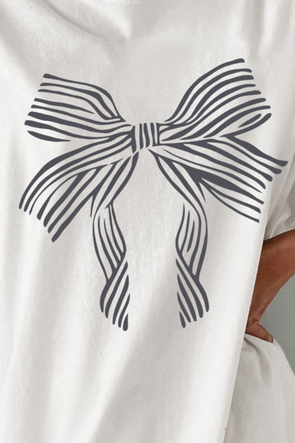 Bow Graphic Round Neck Short Sleeve T-Shirt-Angel Casuals