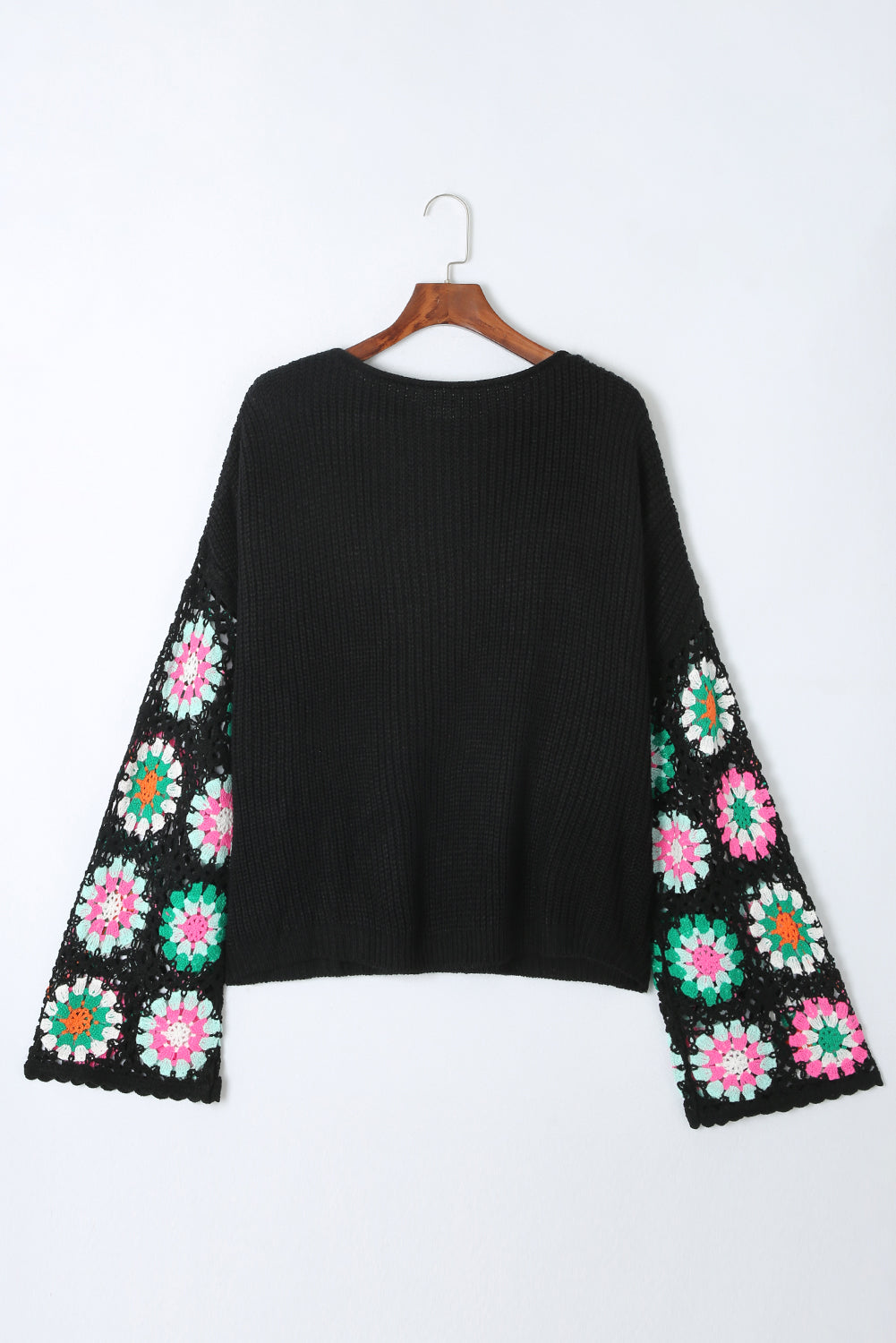 Crochet Round Neck Long Sleeve Knit Top-Angel Casuals