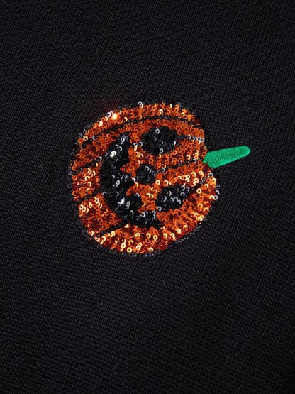 Plus Size Sequin Pumpkin Round Neck Sweater-Angel Casuals