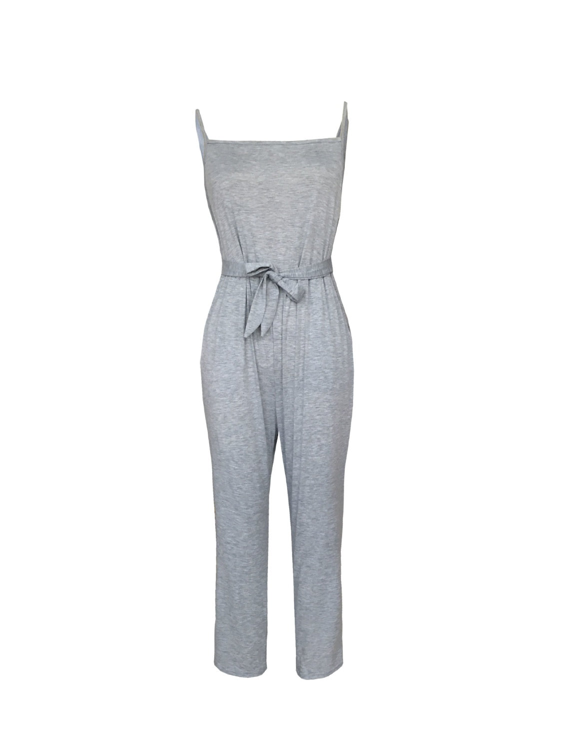 Tied Spaghetti Strap Square Neck Jumpsuit-Angel Casuals