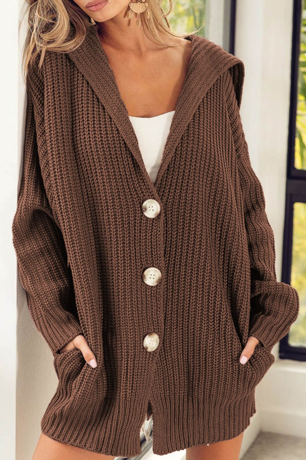 Button Down Collared Neck Cardigan-Angel Casuals