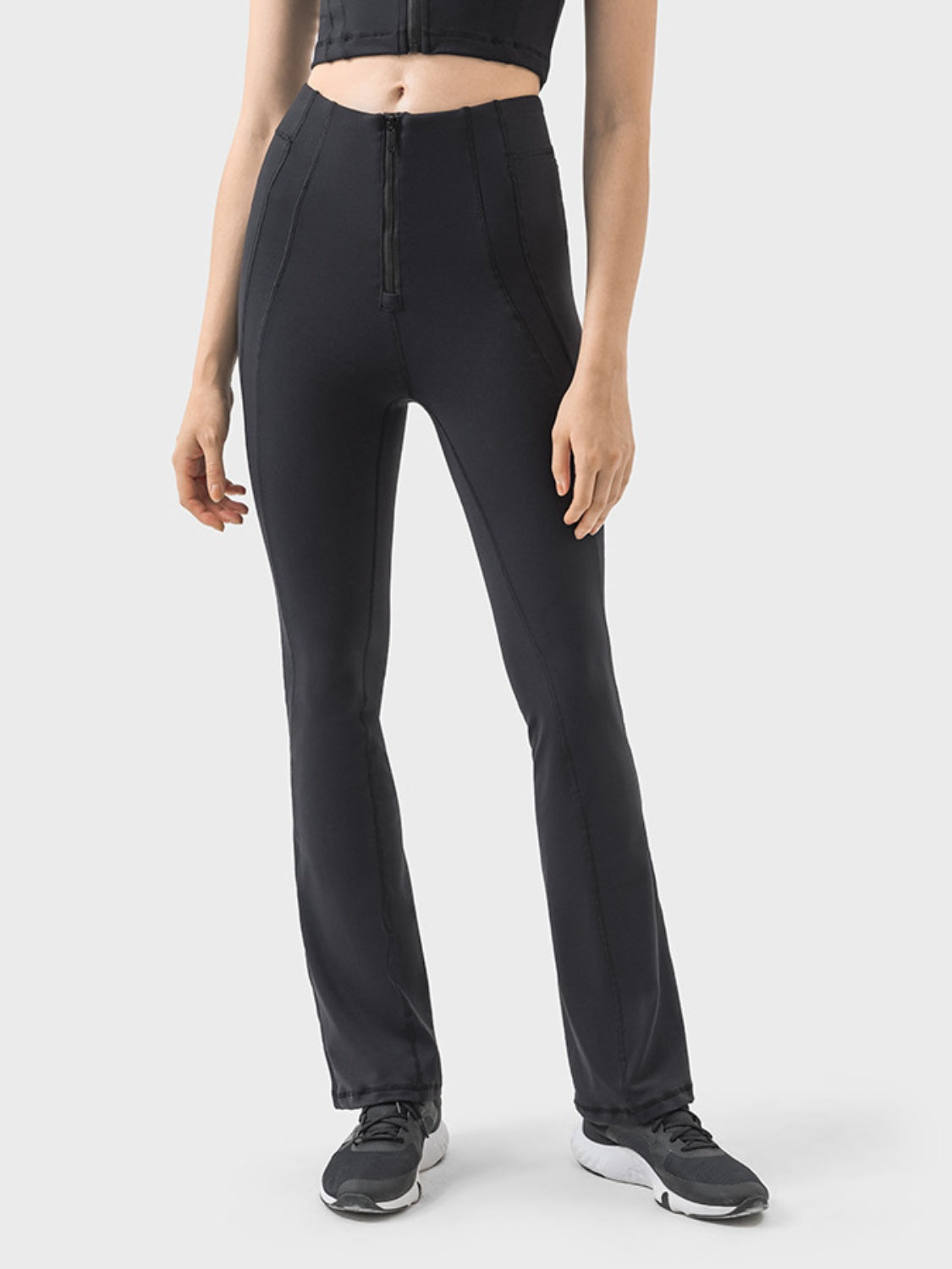 Zipper Detail High Waist Active Pants-Angel Casuals